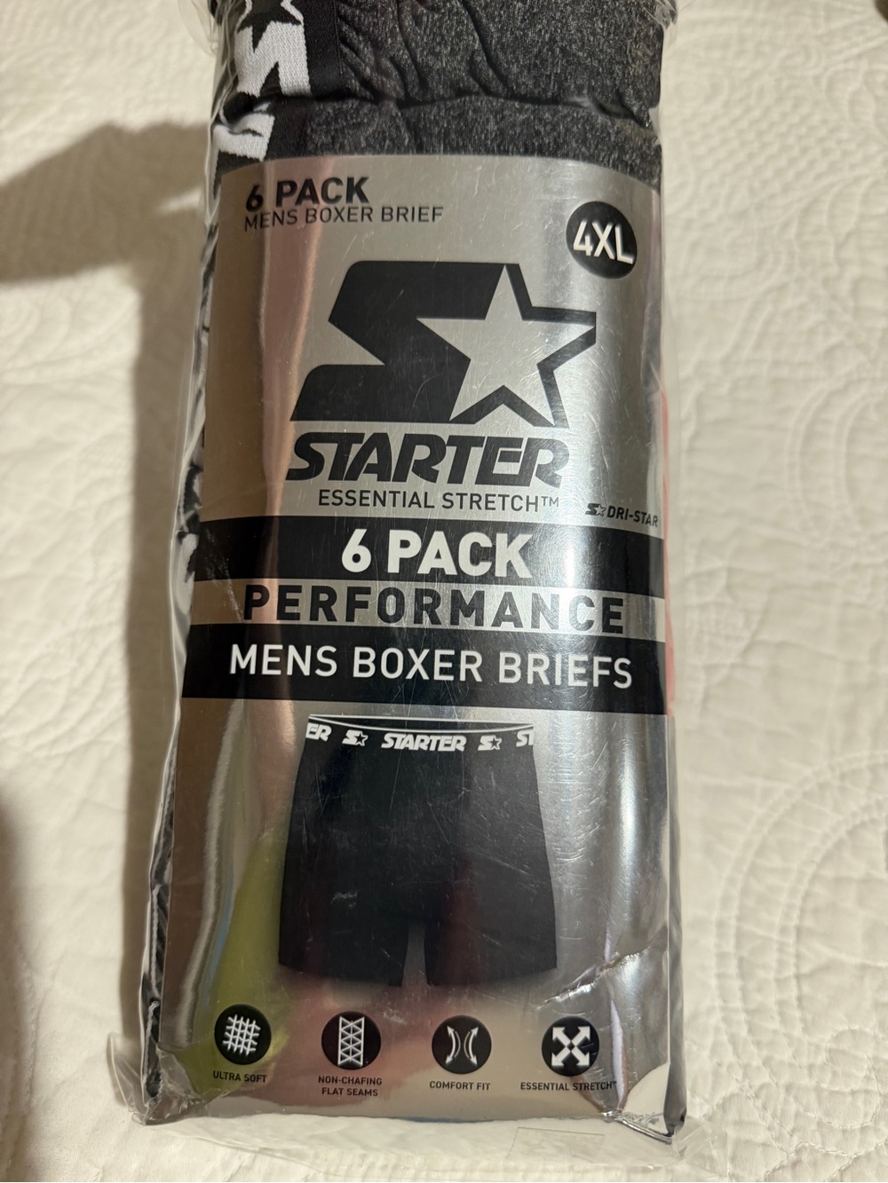 STARTER Men's 6-Pack Performance Boxer Briefs - Black & Gray & Red Size 4X